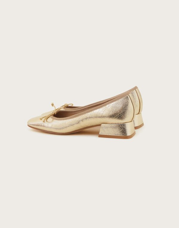 Monsoon Squared-Toe Block Heels Gold - Image 3