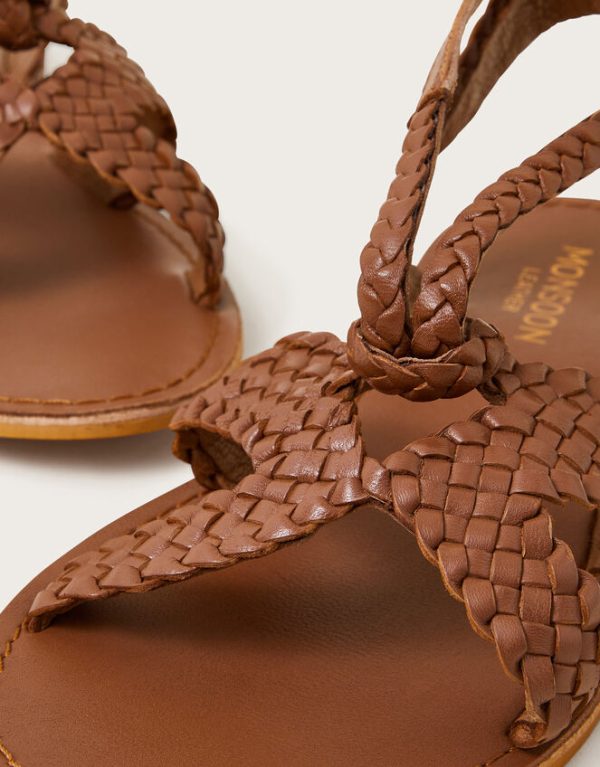 Monsoon Woven Leather Sandals Tan - Image 4