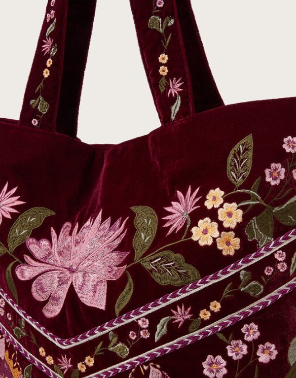 Monsoon Freya Embroidered Velvet Tote Bag - Image 4