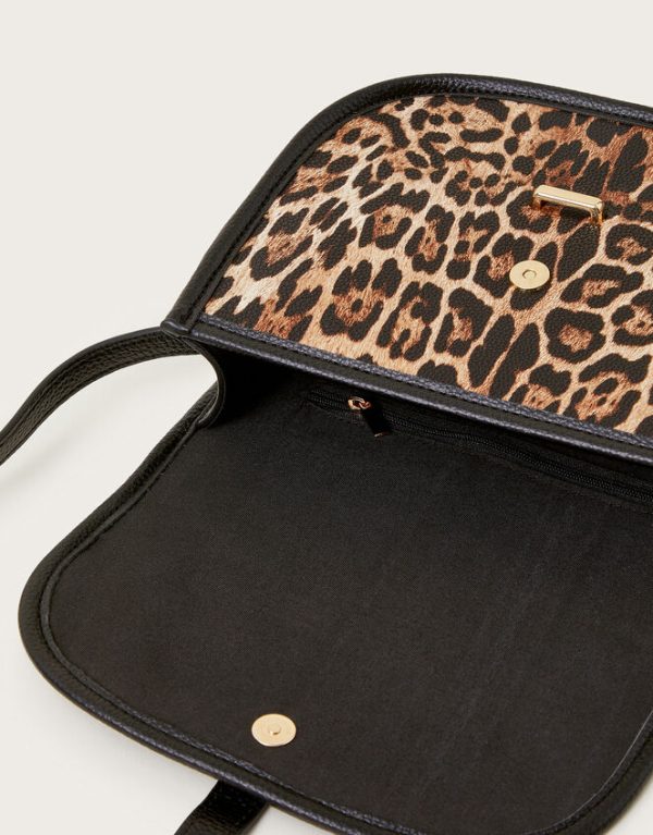 Monsoon Mava Leopard Print Faux Leather Cross-Body Bag - Image 4