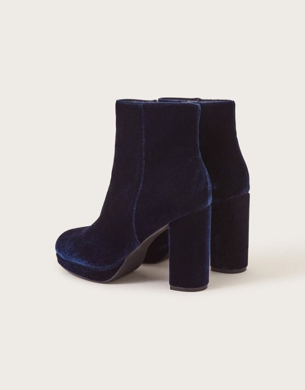 Monsoon Velvet Platform Boots Blue - Image 3