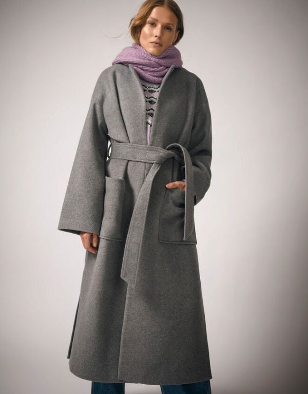 Monsoon Cassie Long Belted Coat Grey - Image 7