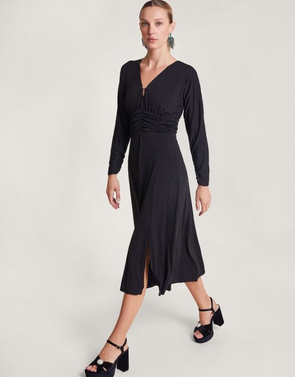 Monsoon Ray Ruched Dress Black