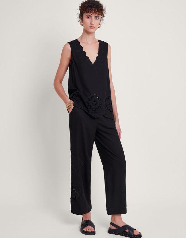 Monsoon Cara Cutwork Trousers Black