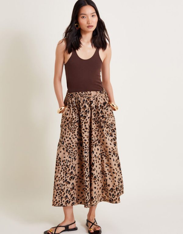 Monsoon Raife Leopard Print Skirt Natural - Image 2