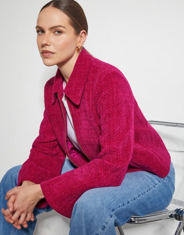 Monsoon Teagan Tweed Crop Jacket Pink