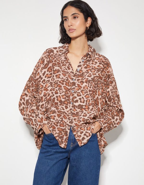 Monsoon Arielle Leopard Print ShirtBrown