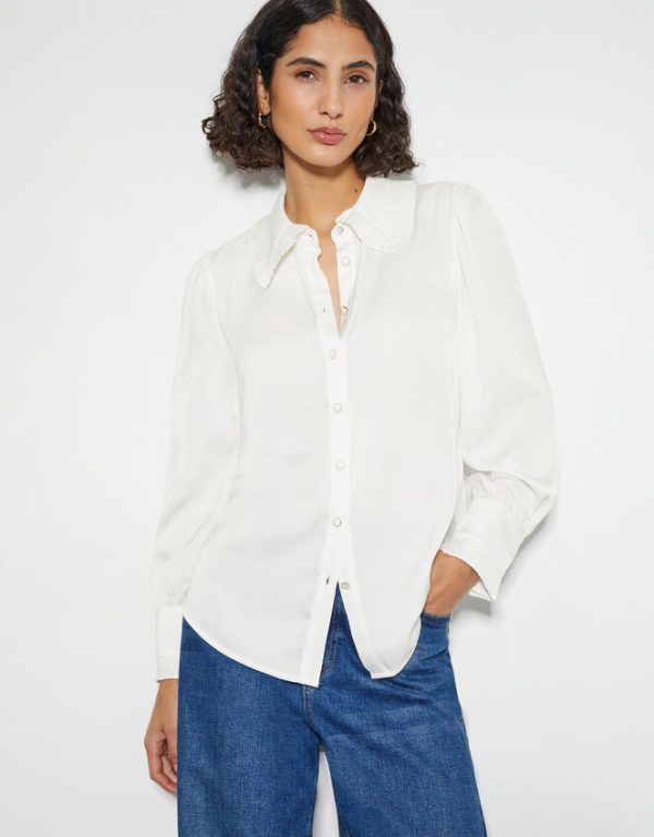 Monsoon Fifi Frill Collar shirt White