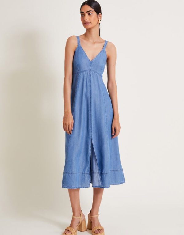 Monsoon Gaia Midi Dress Blue