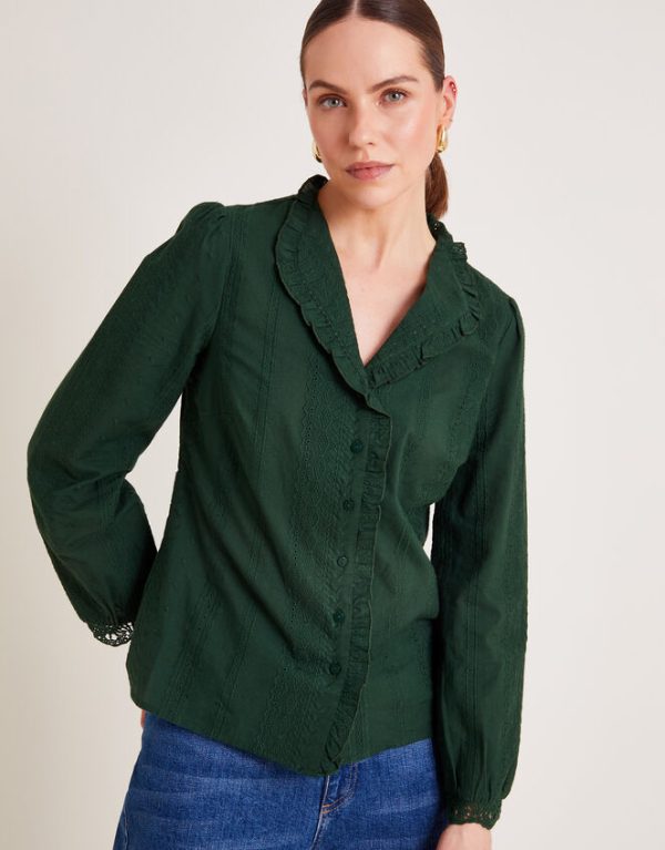 Monsoon Cora Embroidered Shirt Green