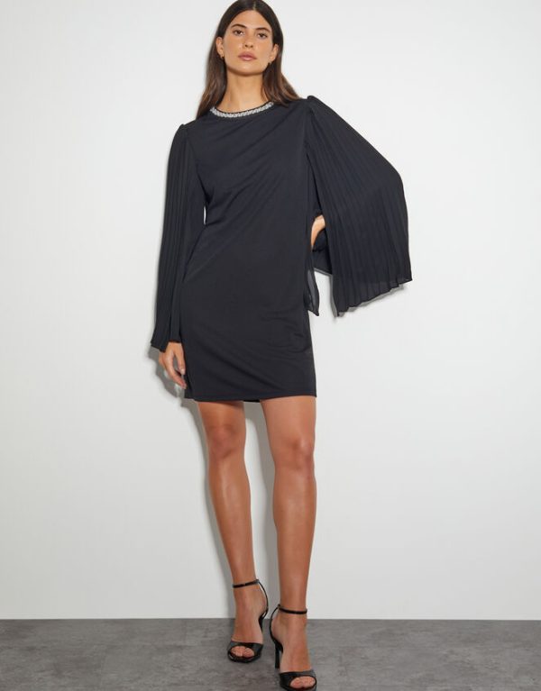 Monsoon Jaye Jewel Collar Tunic Dress Black