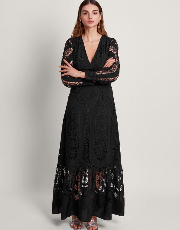 Monsoon Harlow Lace Maxi Dress Black