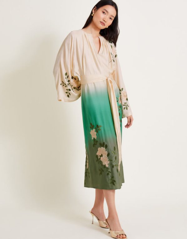 Monsoon Florence Ombre Floral Dress Green - Image 2