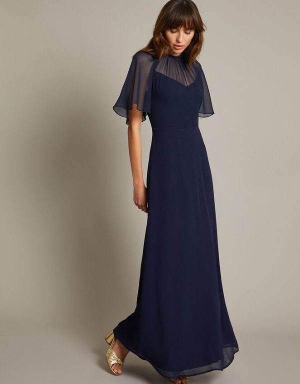 Monsoon Mona Angel Sleeve Maxi Dress Blue