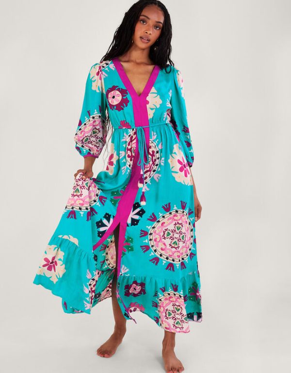 Monsoon Bonita Print Maxi Dress Blue