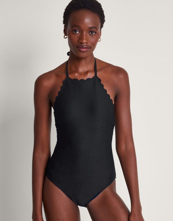 Monsoon Una Scallop Swimsuit Black