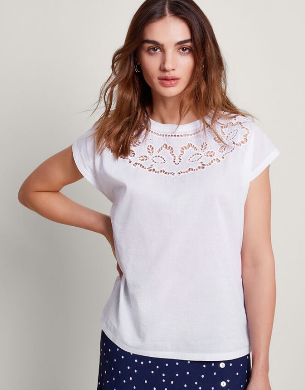 Monsoon Garcia Cutwork T-Shirt White