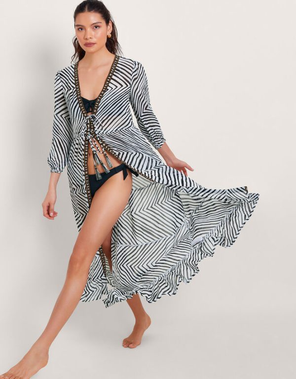 Monsoon Zola Stripe Kaftan Ivory