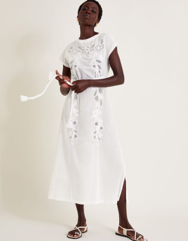 Monsoon Garcia Cutwork Midi Dress White