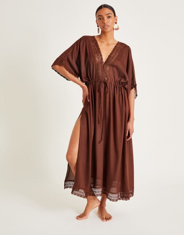 Monsoon Cali Crochet Kaftan Dress