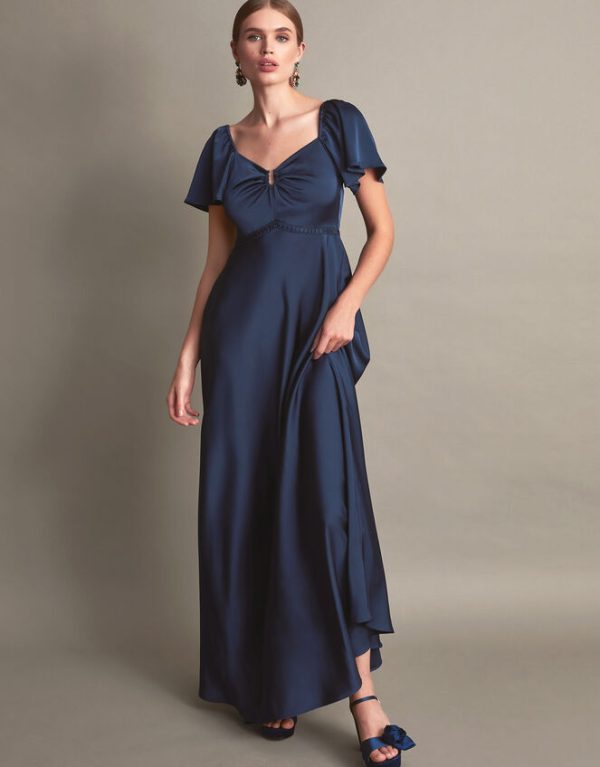 Monsoon Savannah Satin Maxi Dress Blue