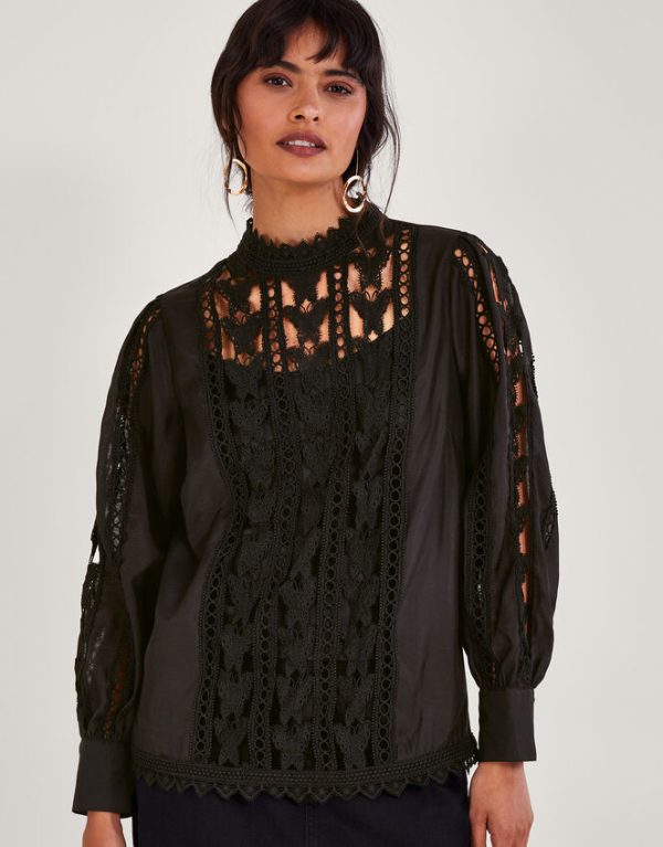 Monsoon Lola Butterfly Blouse Black