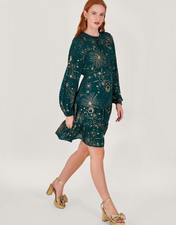 Monsoon Cassie Zodiac Dress Teal