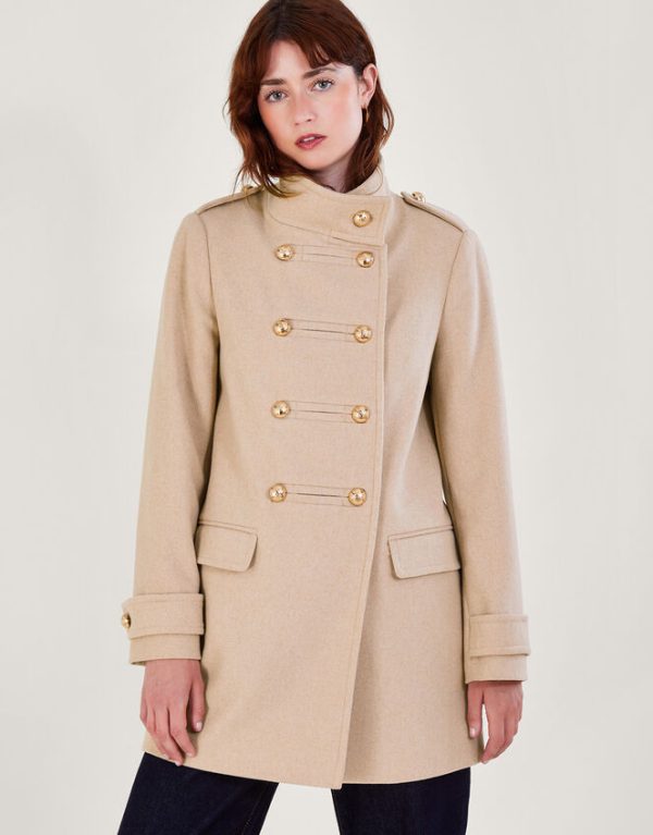 Monsoon Phoebe Double Breasted Pea Coat Brown