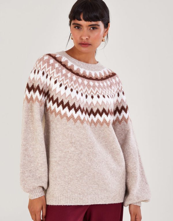 Monsoon Fen Fair Isle Jumper Natural