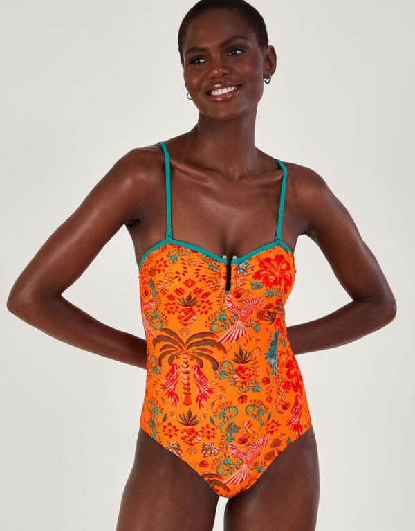 Monsoon Palm Print Swimsuit Orange