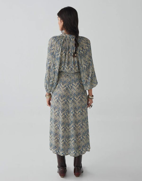 Monsoon Maison Hotel Fan Print Dress Blue - Image 2