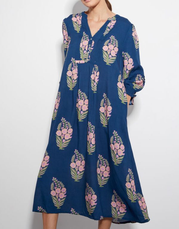 Monsoon East Floral Print Midi Dress Blue - Image 2