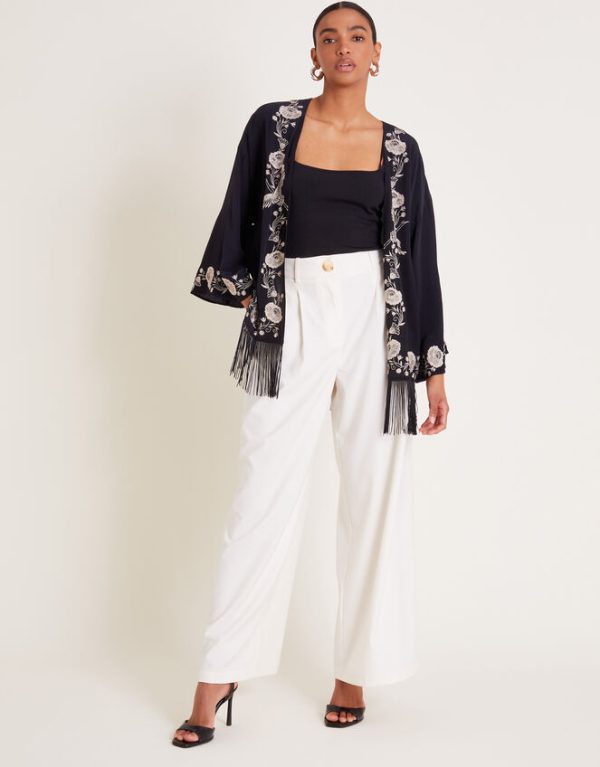 Monsoon Erin Embroidered Fringe Jacket Black - Image 3