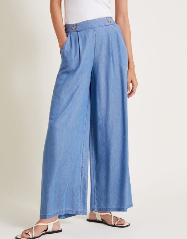 Monsoon Peri Wide Leg Trousers Blue - Image 2