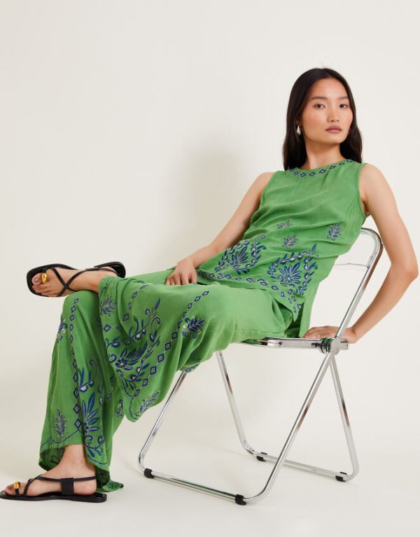 Monsoon Saffron Embroidered Tank Top Green - Image 2