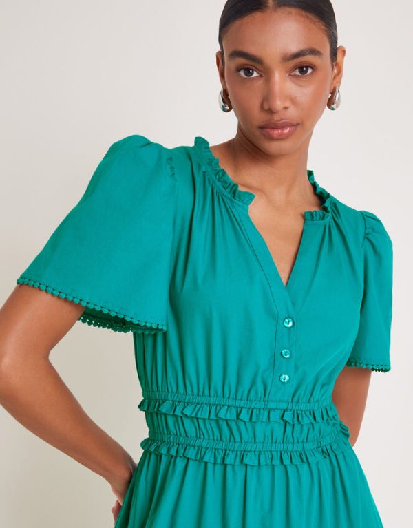 Monsoon Lorena Frill Midi Dress Teal - Image 2