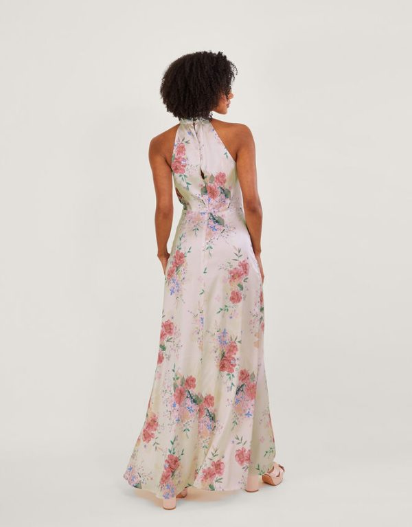 Monsoon Palmer Floral Satin Maxi Dress Ivory - Image 2