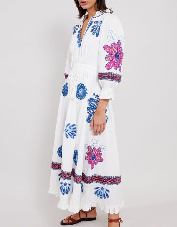 Monsoon East Embroidered Dress White - Image 3