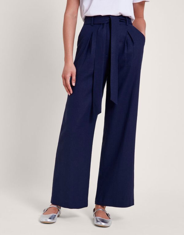 Monsoon Mabel Short-Length Tie Trousers Blue - Image 2