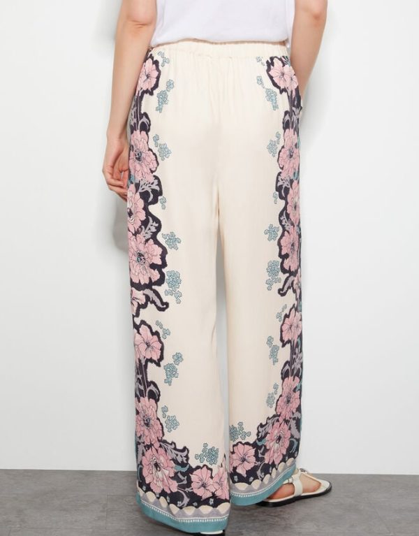 Monsoon Katrina Floral Wide Leg Trousers Ivory - Image 3