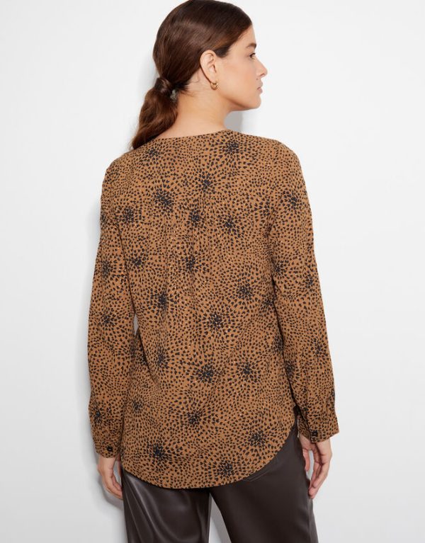 Monsoon Nala Abstract Print Blouse Tan - Image 3