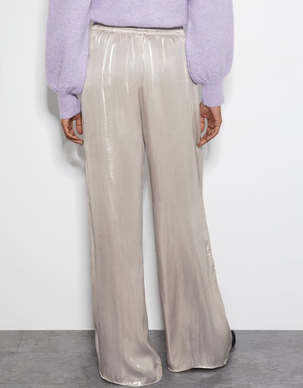 Monsoon Lillie Metallic Wide Leg Trousers Natural - Image 3