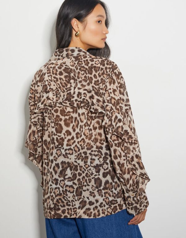 Monsoon Allegra Leopard Print Top Brown - Image 3