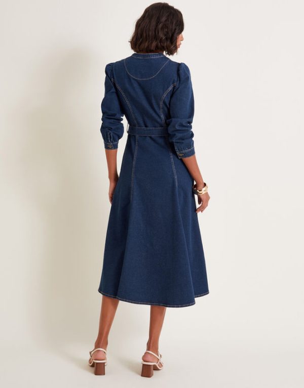 Monsoon Lulu Denim Dress Blue - Image 3