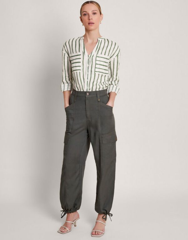 Monsoon Santana Stripe Linen Shirt Green - Image 2