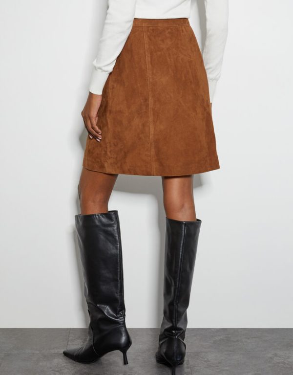 Monsoon Sienna Suede Zip Skirt Tan - Image 3