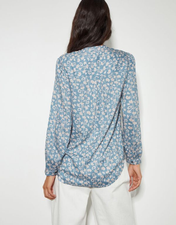 Monsoon Connie Long Sleeve Printed Blouse Blue - Image 3