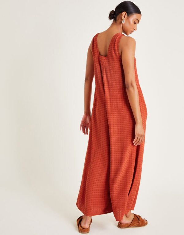 Monsoon Hazel Embellished Wide Leg Jumpsuit Orange - Image 3