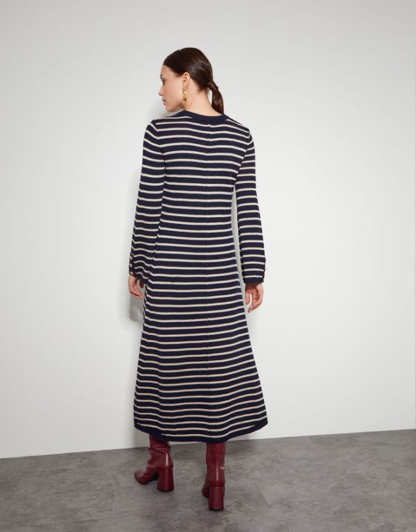 Monsoon Shaw Stripe Midi Jumper Dress Blue - Image 3