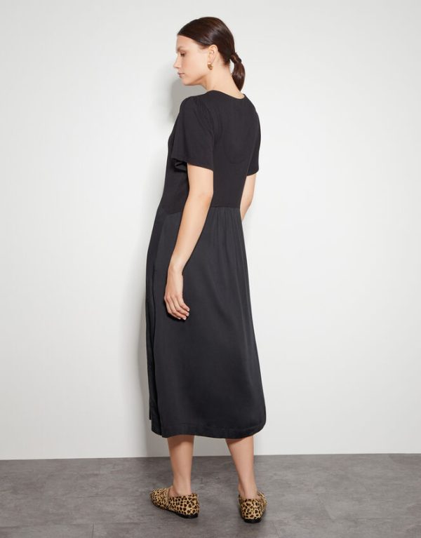 Monsoon Wren Lacy Jersey Mix Midi Dress Black - Image 3